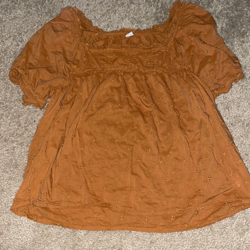 Brown Floral Old Navy Babydoll Blouse